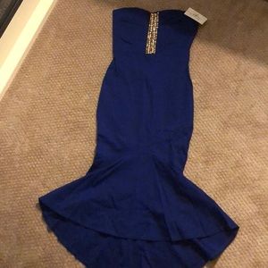 Strapless Rhinestone mermaid dress royal blue NWT
